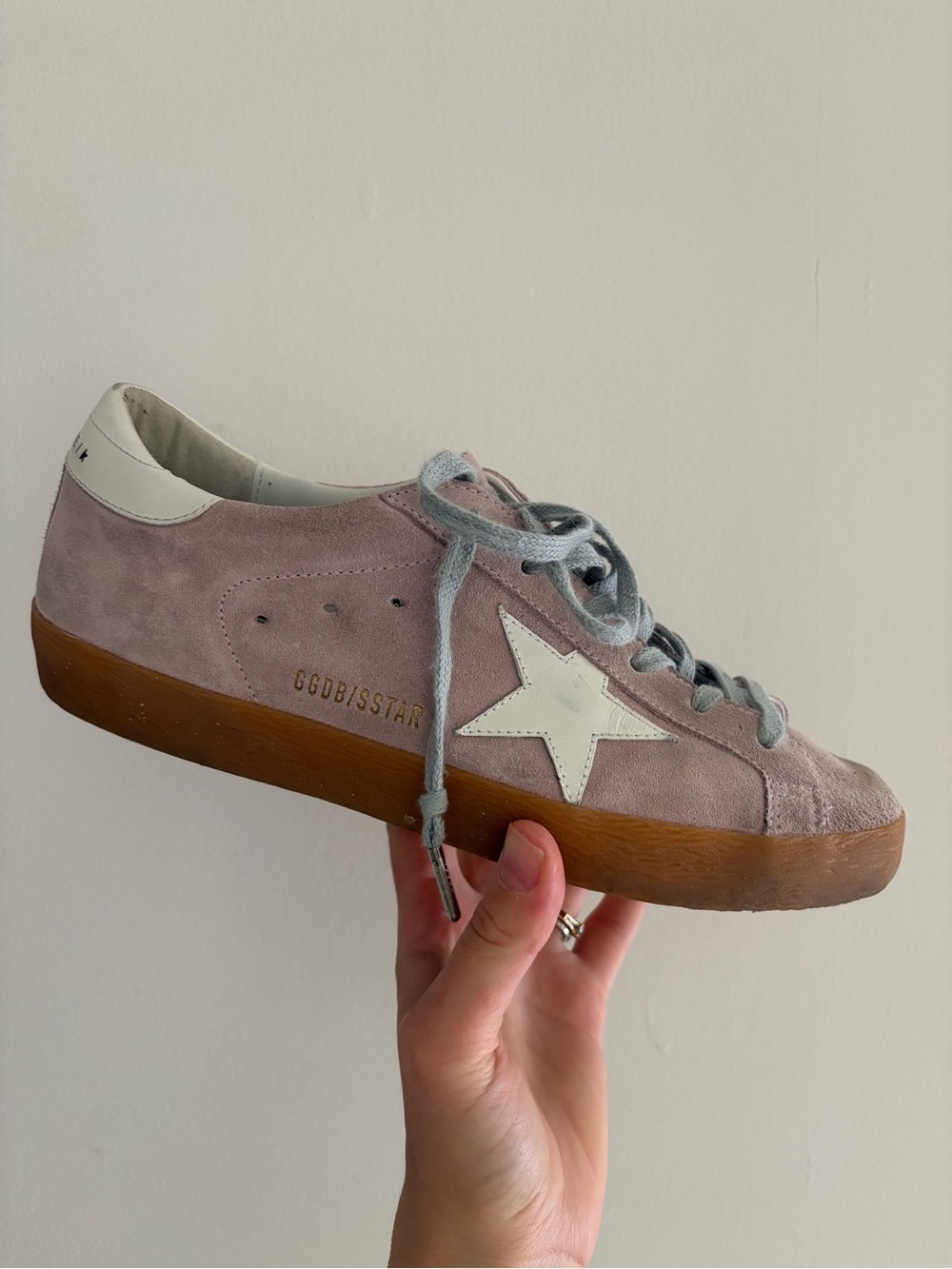 Golden Goose Super Star Pink Suede Low-Top Sneaker with White Star